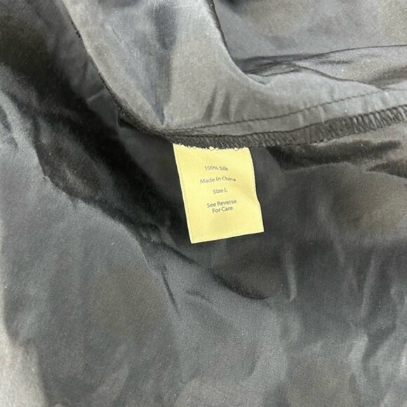 Women’s Devon Baer Navy Blue Polka Dot Silk Ruffle Long Sleeve Midi Dress Large - Picture 5 of 7